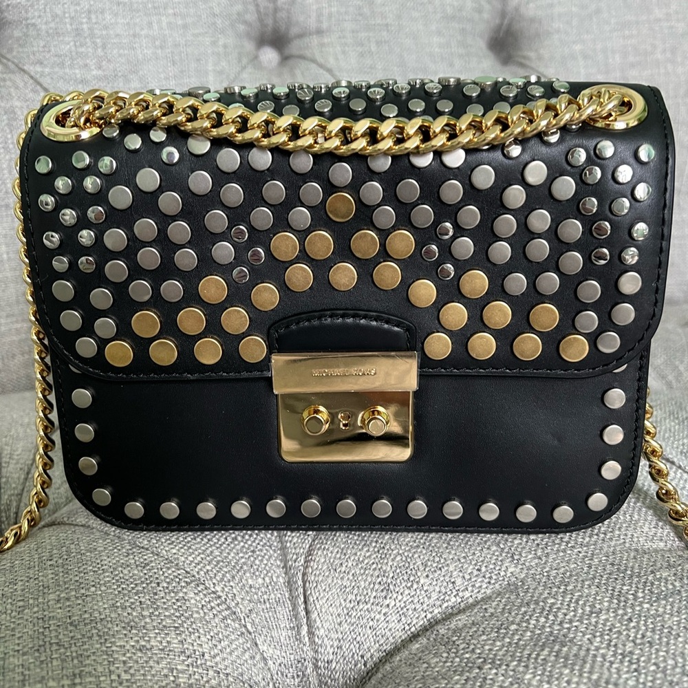 Michael Kors Black and Gold Studded Women's Bag